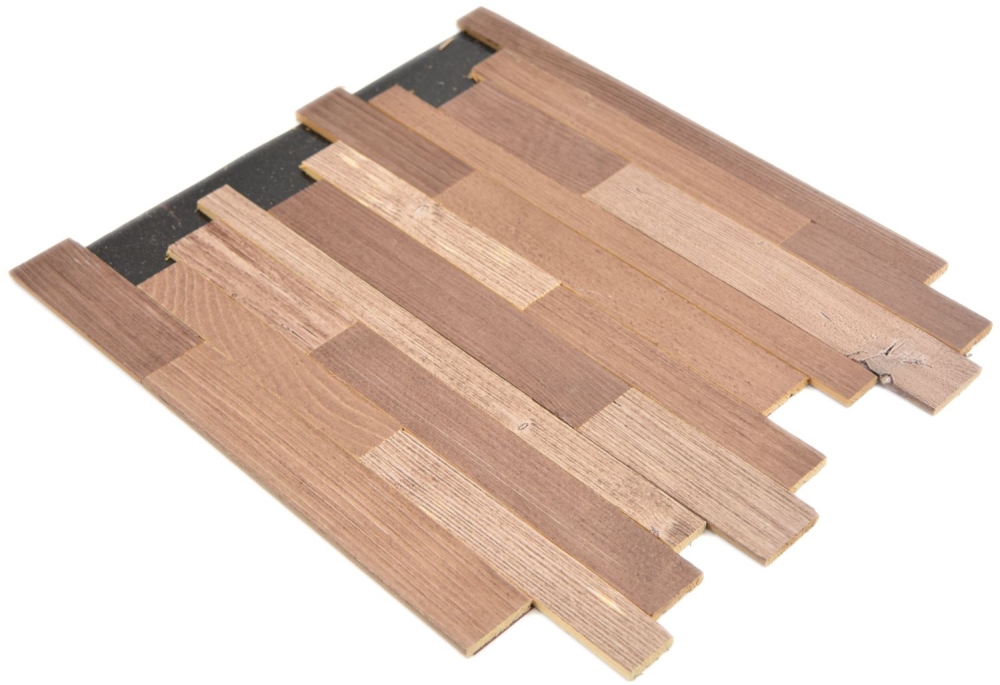 selbstklebende Echtholz Paneele Verbund Braun Beige Holzwand Fliesenspiegel Küchenrückwand - 170-PW1