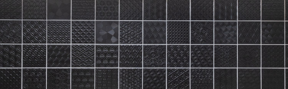 Mosaico quadrato Spirit in ceramica nera effetto retro opaco
