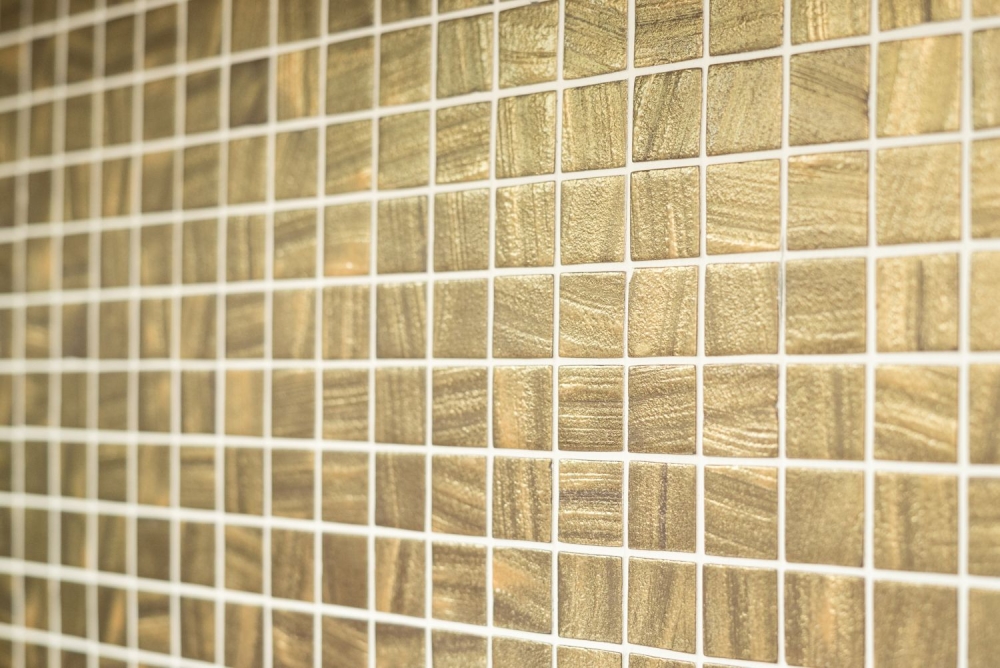 Mosaique Carre ECO uni satin or verre mat