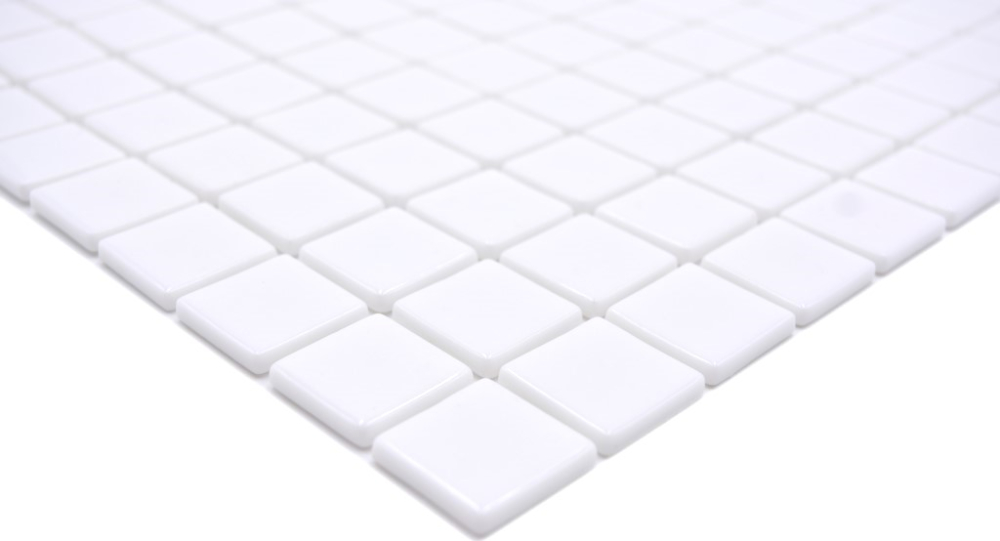 Mosaikfliese Poolmosaik Schwimmbadmosaik weiss Glasmosaik Duschtasse - 220-100T