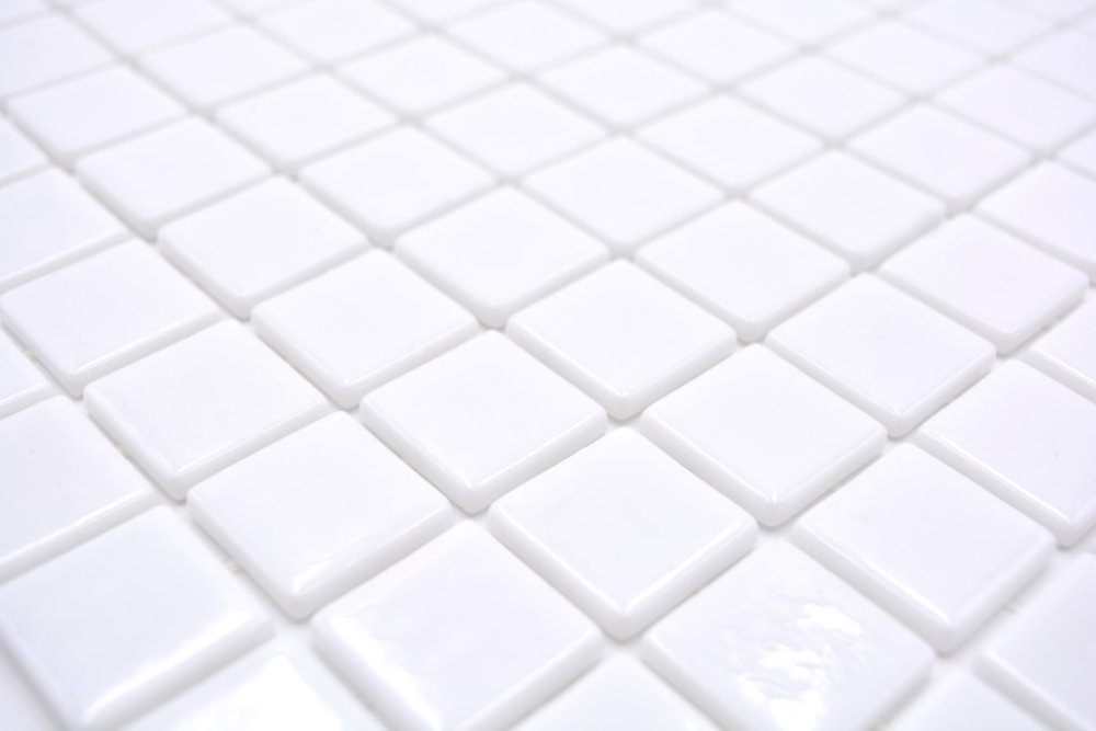 Mosaico cuadrado ECO BLANCO PUR cristal aspecto piscina blanco brillante
