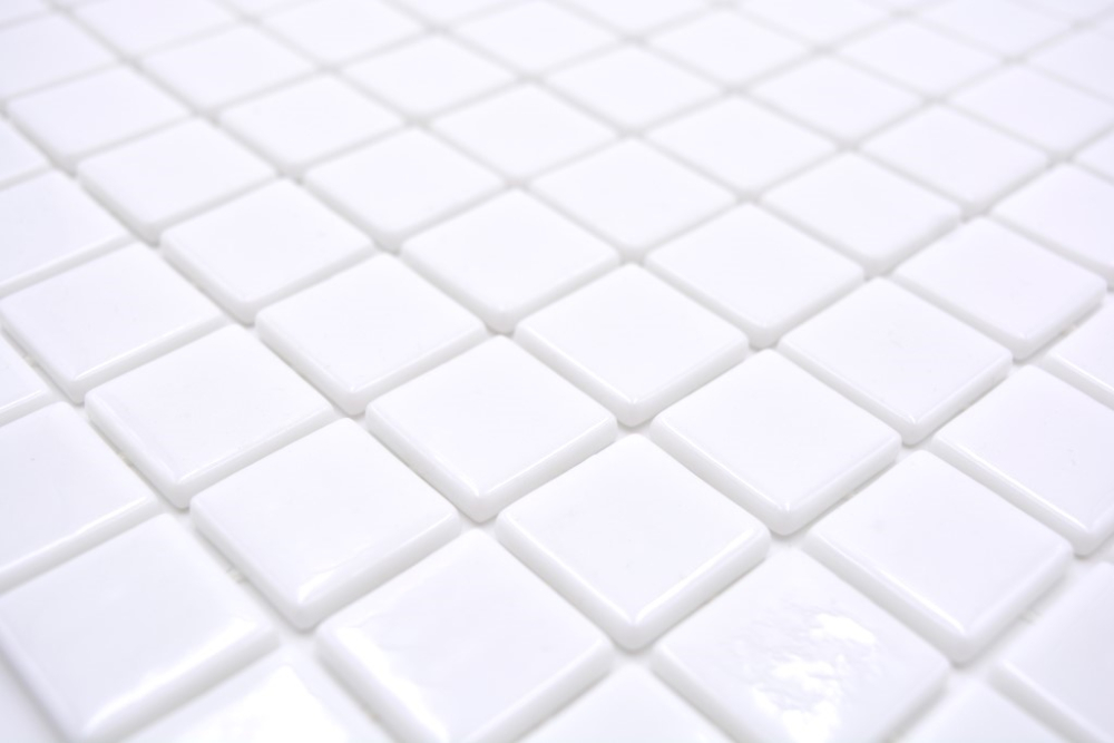 Mosaikfliese Poolmosaik Schwimmbadmosaik weiss Glasmosaik Duschtasse - 220-100T