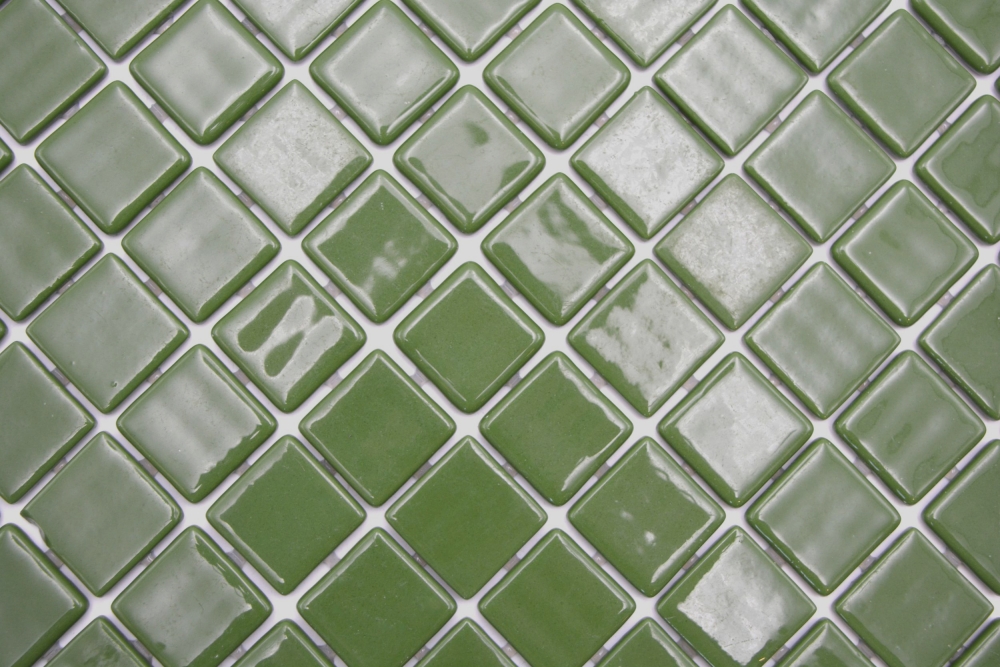 Mosaikfliese Poolmosaik Schwimmbadmosaik Grün Olivgrün Moosgrün Dusche Wand SPAIN - 220-25602U