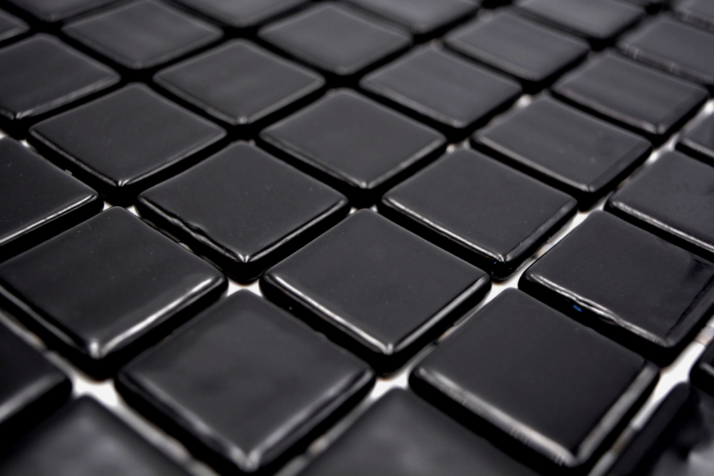 Mosaik ECO Glas schwarz glaenzend - 10 Mosaikblaetter