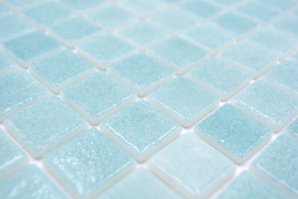 Mosaique carree ECO Niebla VERDE CARIBE PUR verre aspect piscine vert clair brillant