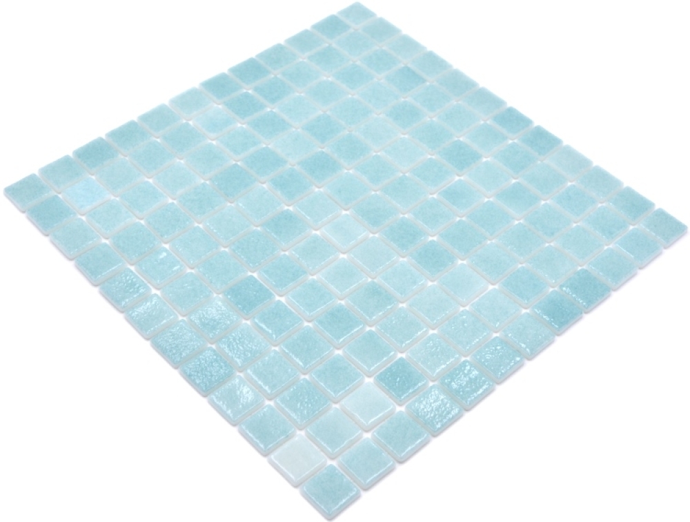 Mosaique carree ECO Niebla VERDE CARIBE PUR verre aspect piscine vert clair brillant