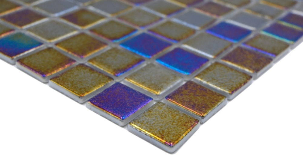 Mosaikfliese Poolmosaik Schwimmbadmosaik schwarz multi irisierend - 220-P55256