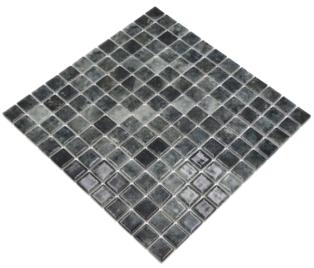 Schwimmbadmosaik Poolmosaik Glasmosaik schwarz anthrazit changierend Wand Boden Küche Bad Dusche - 220-P56253