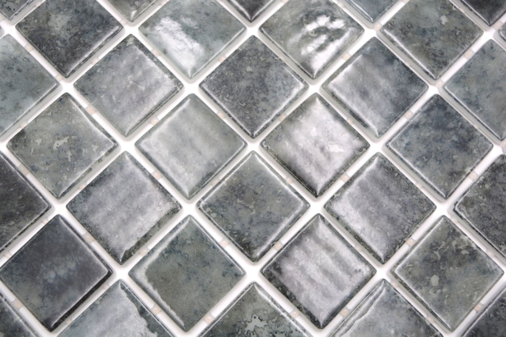 Schwimmbadmosaik Poolmosaik Glasmosaik schwarz anthrazit changierend Wand Boden Küche Bad Dusche - 220-P56383