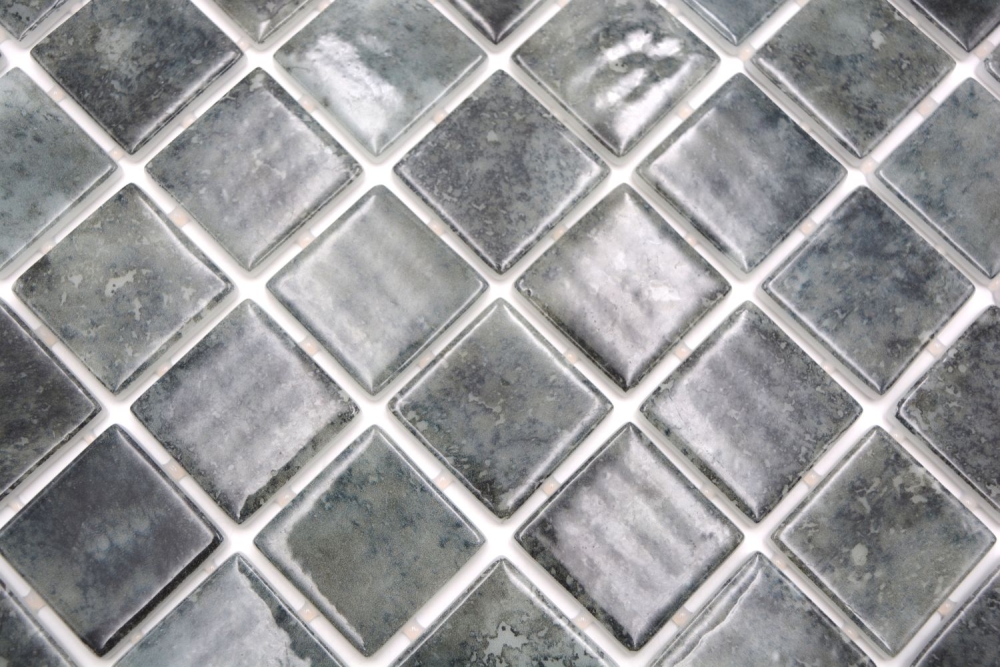 Piscina mosaico piscina mosaico de vidrio negro antracita iridiscente pared suelo cocina bano ducha - 220-P56383
