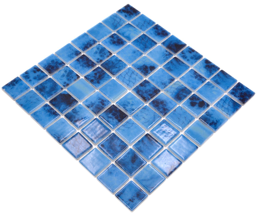 Mosaique carree ECO OLYMPIC38 PUR verre aspect naturel mix bleu brillant