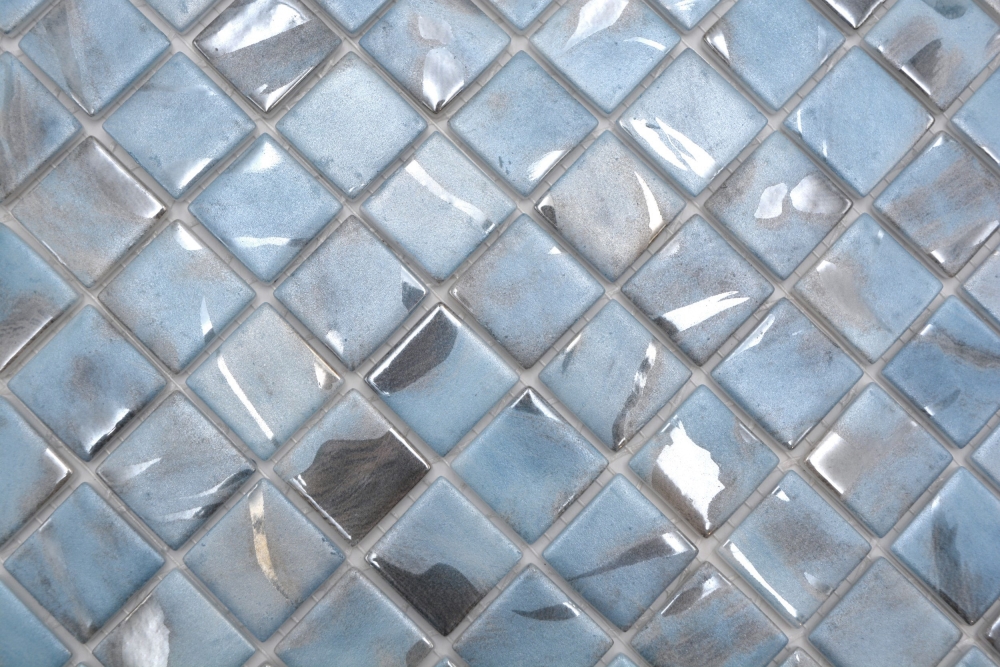 Mosaico piscina mosaico piscina mosaico azul claro jaspeado gris crema plata shimmer pared ducha ESPAnA - 220-71252U