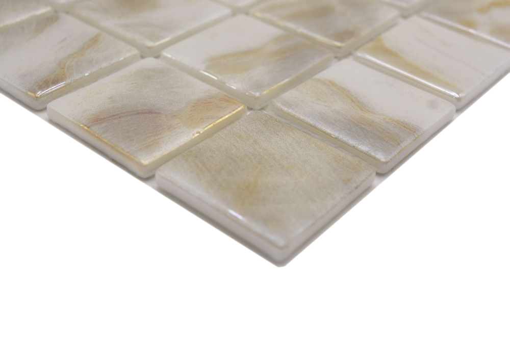 Piscina mosaico Piscina mosaico Mosaico de vidrio Marfil Crema Beige Shimmer iridiscente Pared Suelo Cocina Bano Ducha - 220-71380U