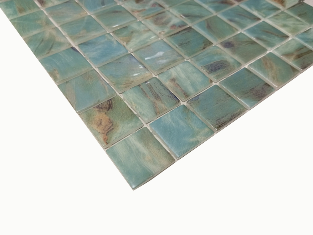 Preview: Mosaic tile pool mosaic swimming pool mosaic aquamarine shimmer green turquoise grey cream silver