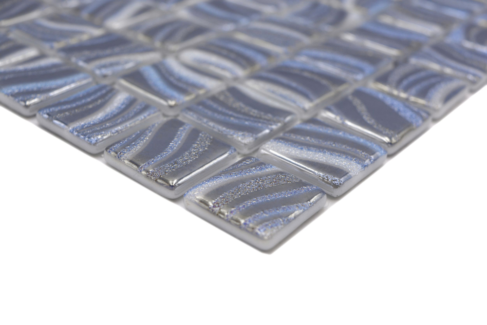 Mosaico de azulejos de la piscina mosaico de la piscina mosaico de plata azul brillo de plata metalico pared de la ducha ESPAnA - 220-78250U