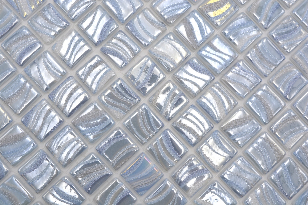 Mosaikfliese Poolmosaik Schwimmbadmosaik helles Blau Silber Glanz metallisch Dusche Wand SPAIN - 220-78251U