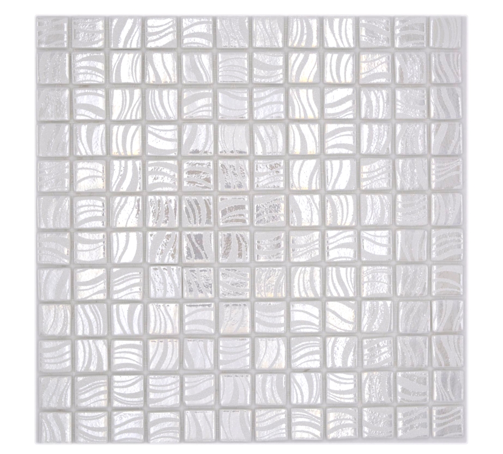 Preview: Mosaic tile, pool mosaic, swimming pool mosaic, white, cream, silver, glossy, metallic