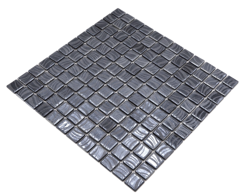 Mosaikfliese Poolmosaik Schwimmbadmosaik Schwarz Graphit Silber Dusche Wand SPAIN - 220-78253U