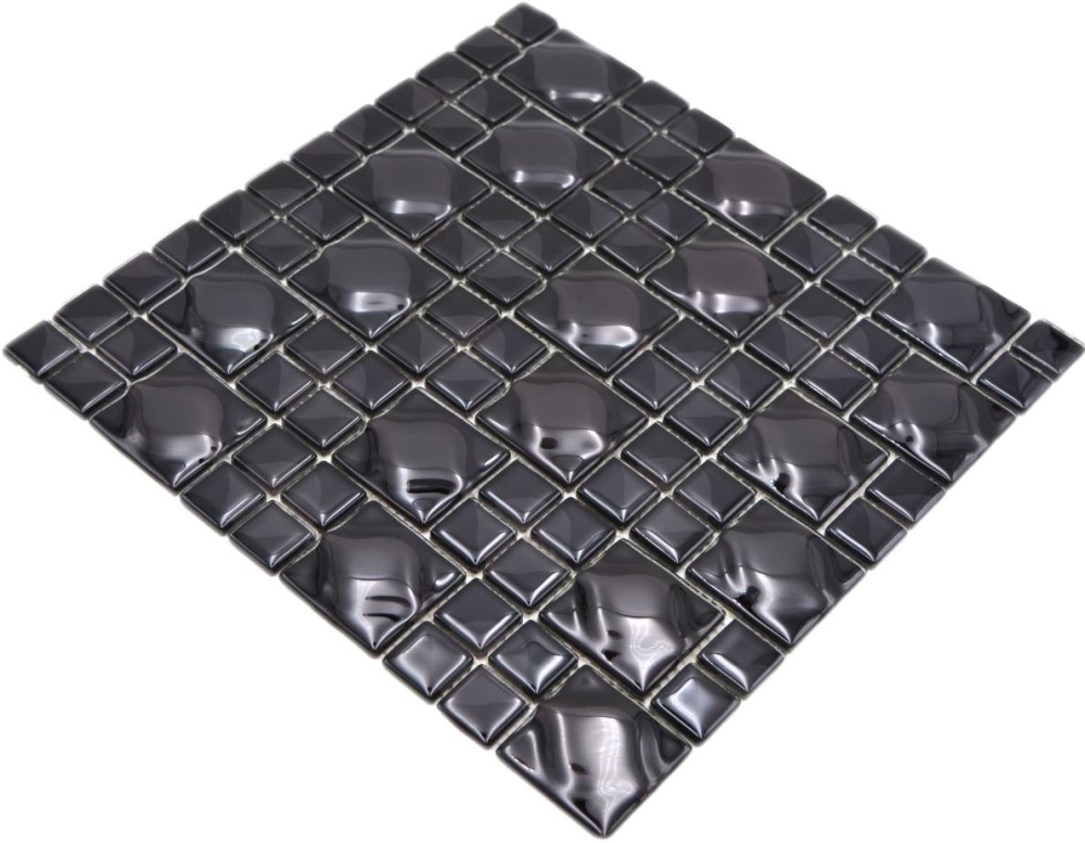 Mosaique de verre Carreau retro Nostalgie Design Ogee rayures noir 3D