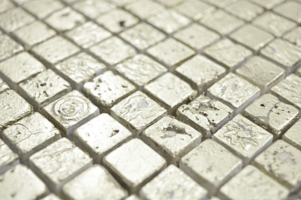 Mosaique Carre Pierre Resin mix or Mix brillant