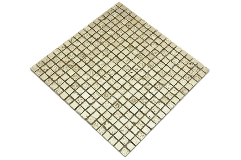 Mosaik Quadrat Stein Resin mix gold Mix glänzend