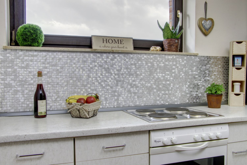 Mosaico murale bond look alluminio argento opaco - 10 fogli di mosaico