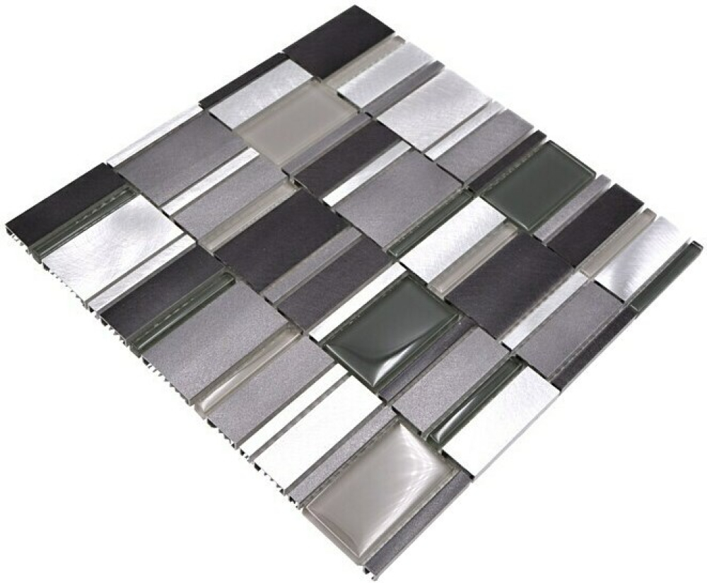 Mosaique Multi-optique Mix Aluminium Translucide mix gris mat - 10 feuilles de mosaique