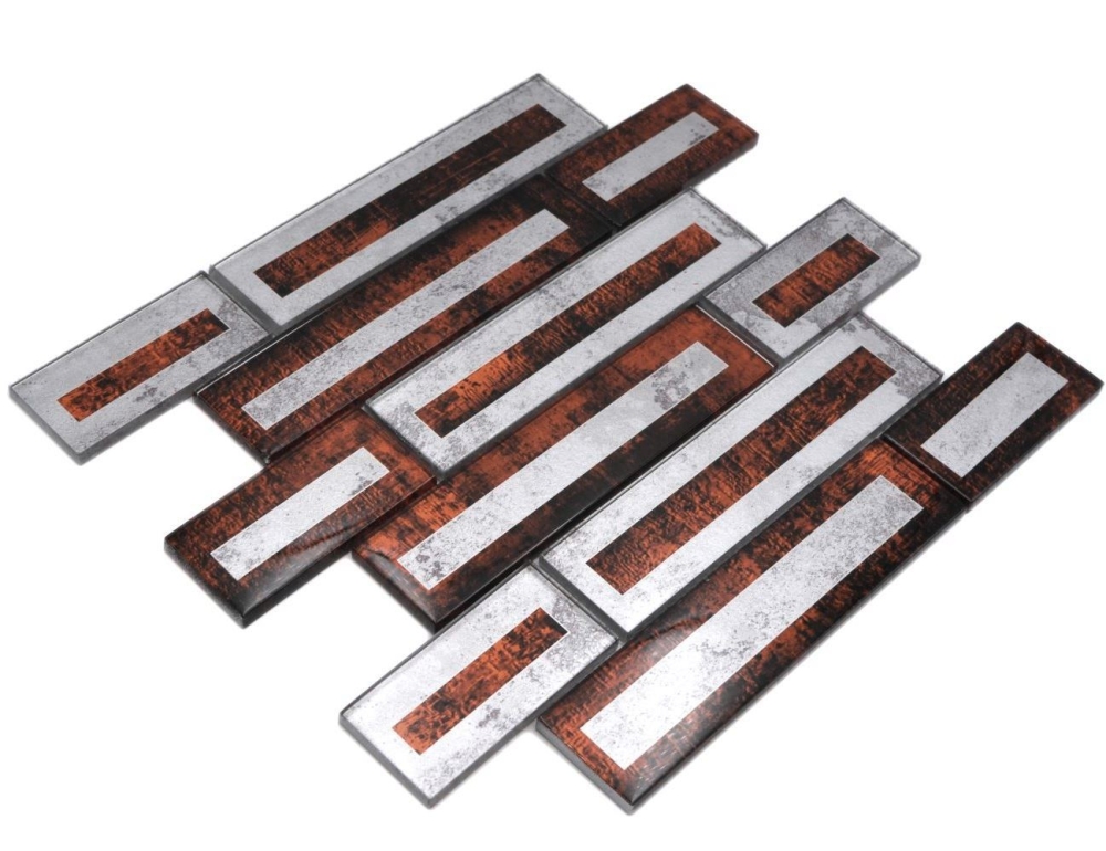 Mosaico 2D-look translucido cristal marron brillante - 10 hojas de mosaico