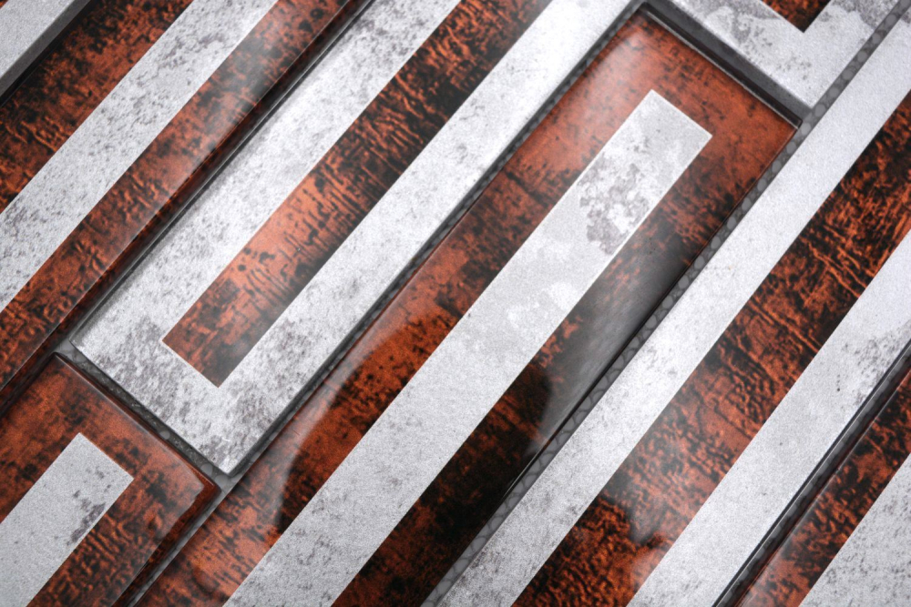 Mosaico 2D-look translucido cristal marron brillante - 10 hojas de mosaico