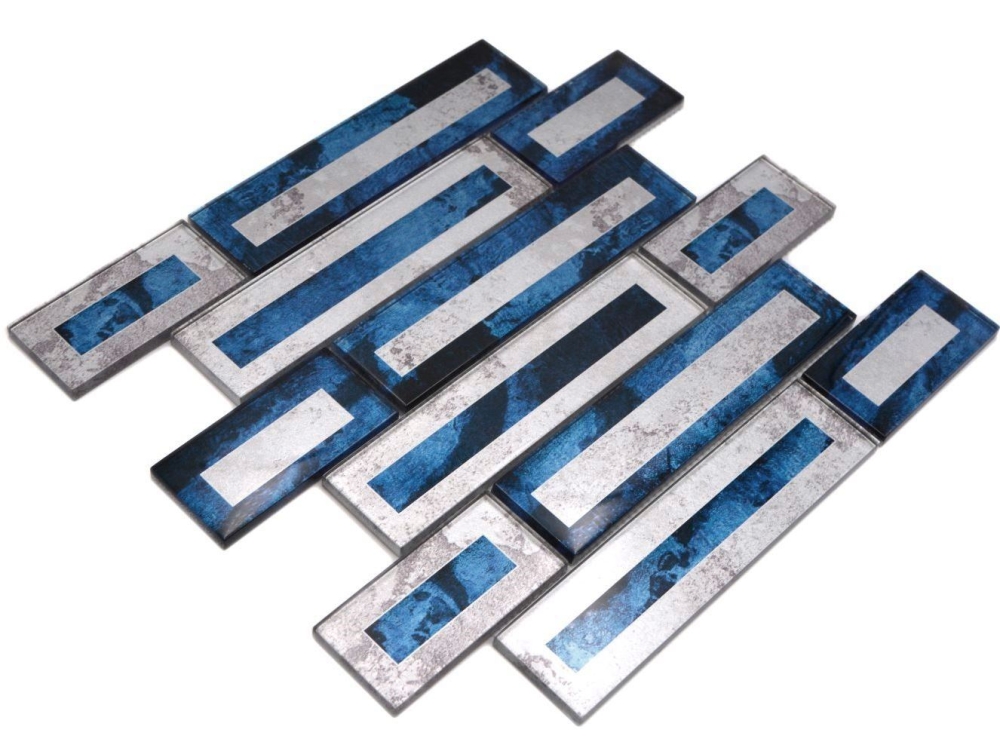 Mosaico de vidrio mosaico azulejo 2D look negro azul gris sombreado