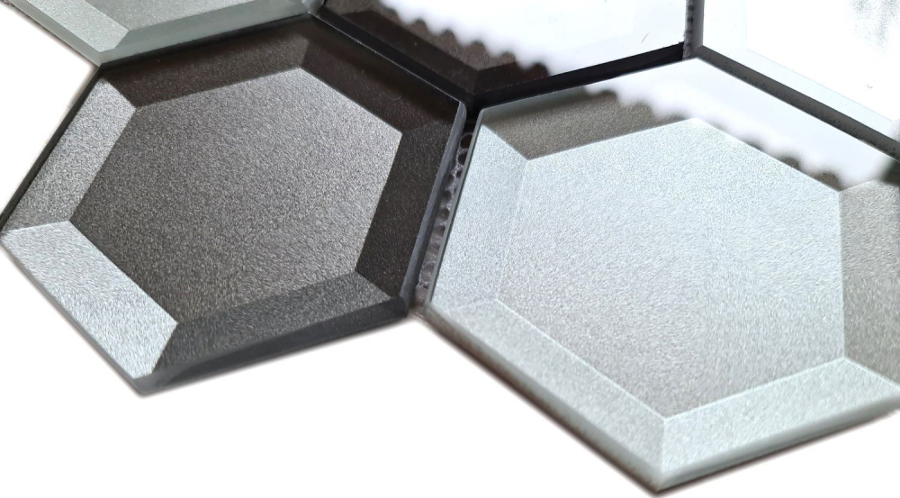 Mosaique Hexagon Mosaique de verre 3D mix translucide multicolore brillant