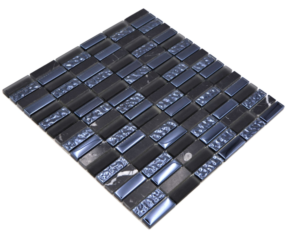 Piedra natural mosaico de vidrio negro brillante pared cocina bano ducha - 87-SM118
