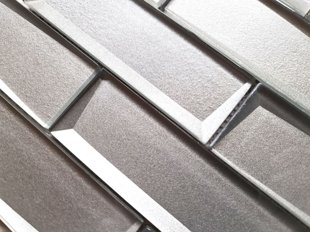 Mosaico de vidrio mosaico de azulejos Metro gris plata 3D optico azulejo espejo de pared - 88-XB01