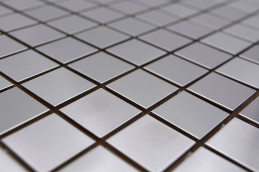 Mosaico de azulejos de acero inoxidable de acero plateado cepillado cocina pared bano azulejos mosaico estera - 129-23D - Kopie