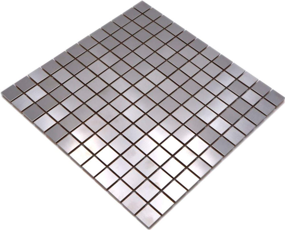 Mosaico de azulejos de acero inoxidable de acero plateado cepillado cocina pared bano azulejos mosaico estera - 129-23D - Kopie