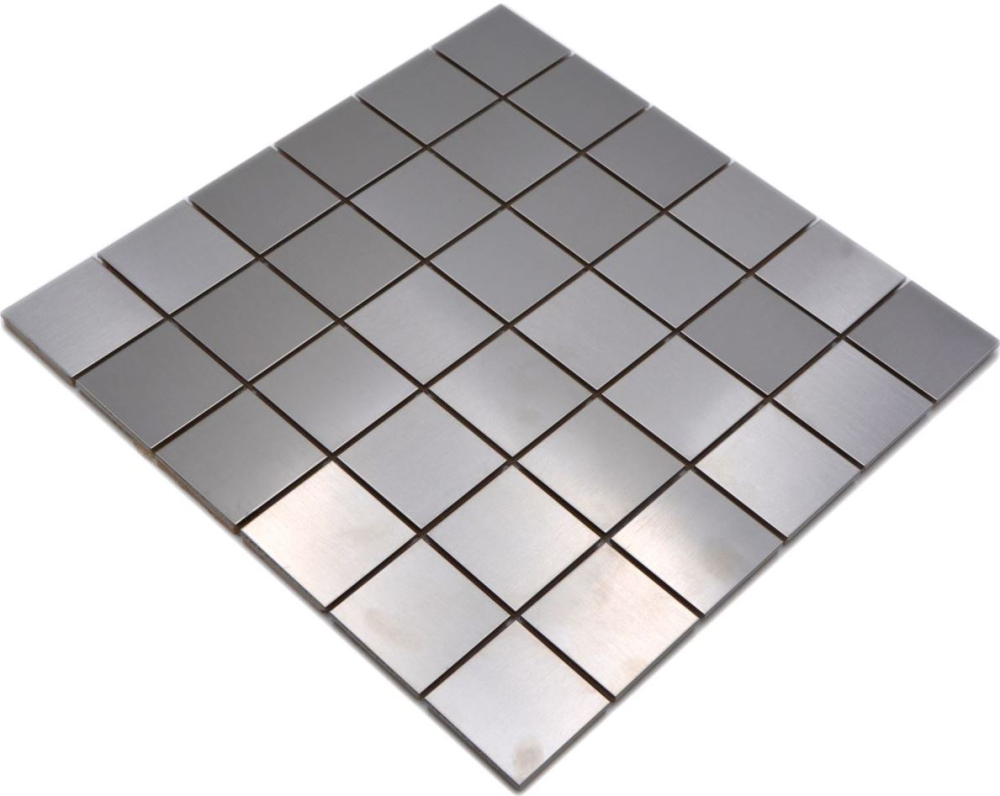 Mosaico de azulejos de acero inoxidable de plata de acero cepillado cocina pared bano azulejos mosaico estera - 129-48D - Kopie