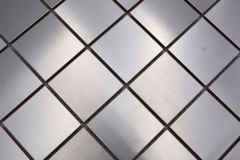 Mosaik Fliese Edelstahl Silber Stahl Gebürstet Küchenwand Badfliese Mosaikmatte - 129-48D