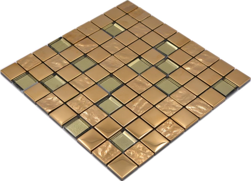 Glasmosaik Mosaikfliese Gold Gelbgold Glänzend Fliesenspiegel Wand - 88-XCG03