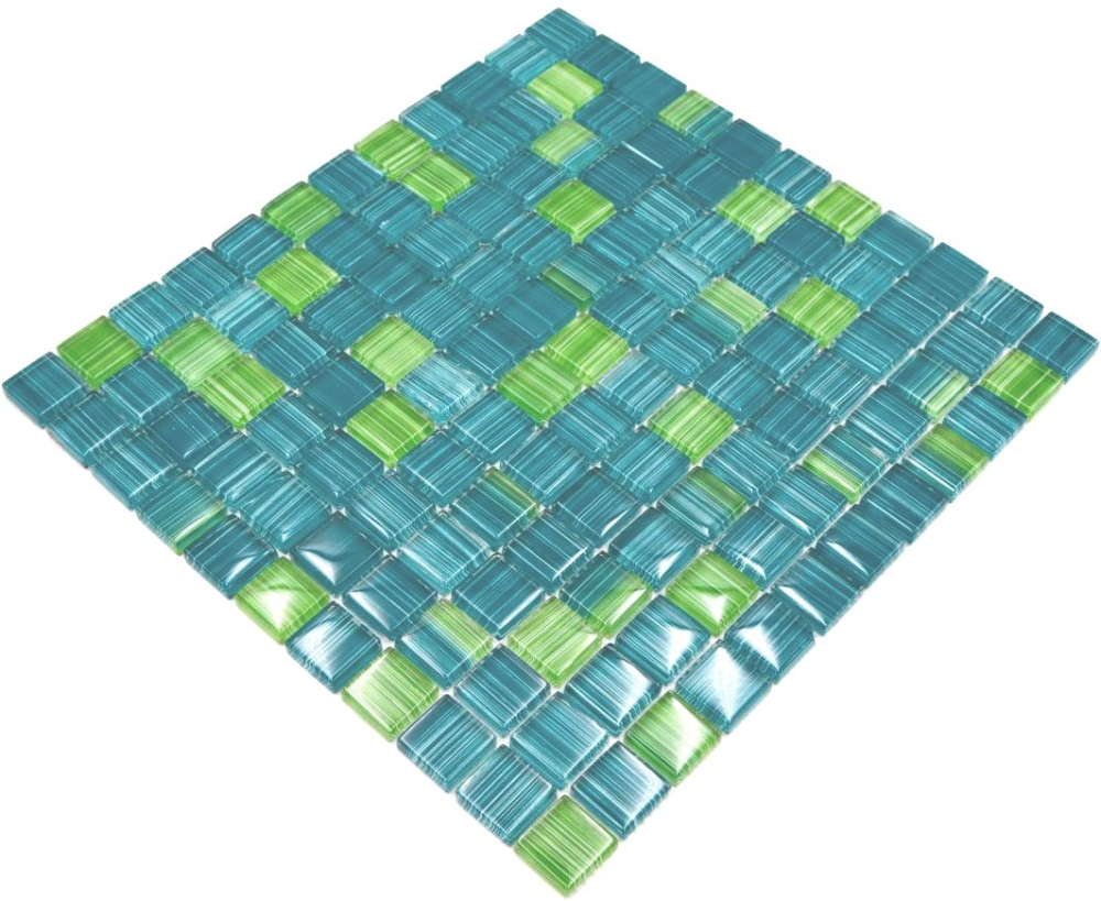 Mosaique Aspect de trait Translucide Crystal vert brillant - 10 feuilles de mosaique