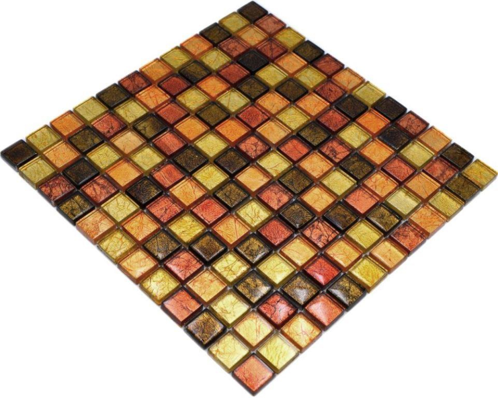 Mosaik Transluzent Crystal mix gold orange braun glaenzend - 10 Mosaikblaetter
