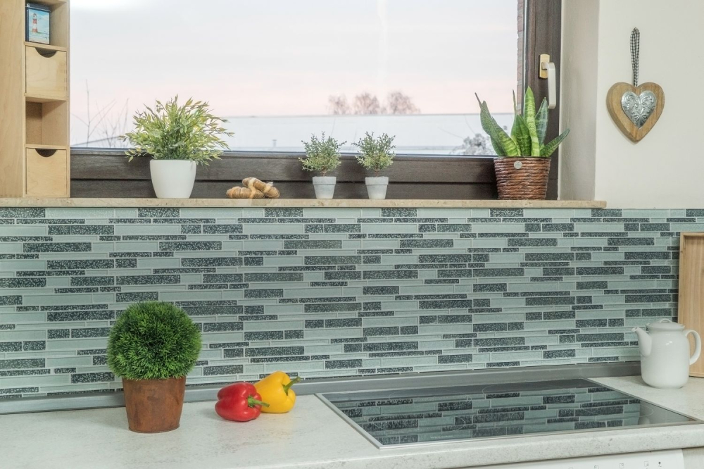 Mosaik Verbund Glasmosaik Chic Flowers Transluzent Verbundoptik mix weiß grau glänzend