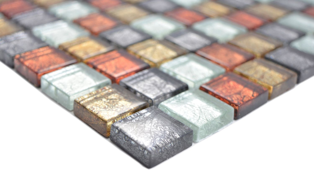 Mosaik Transluzent Crystal mix gold silber schwarz rot glaenzend - 10 Mosaikblaetter