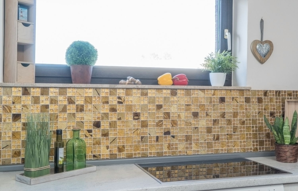 Mosaic combination look translucent crystal gold shiny - 10 mosaic sheets