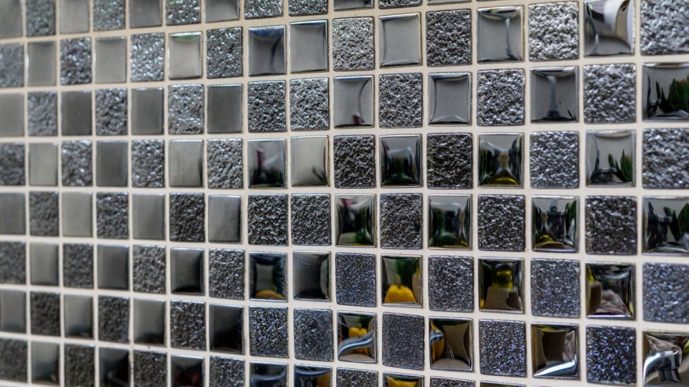 Mosaik Quadrat Glasmosaik mix Lüster schwarz Transluzent Lüsteroptik glänzend