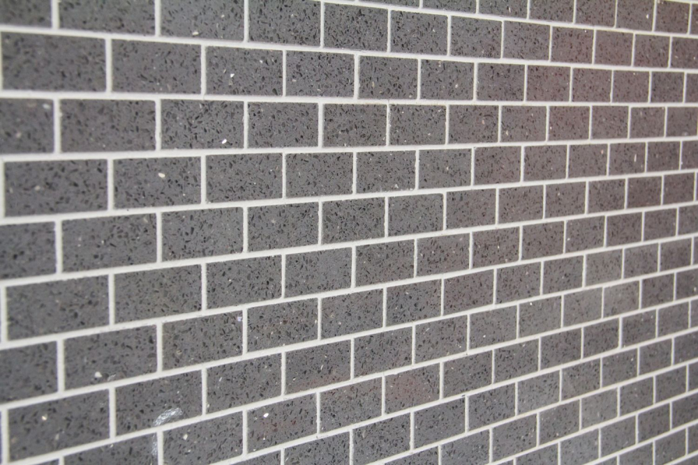 Azulejo mosaico de piedra artificial Mosaico de cuarzo Ladrillo artificial Brillo gris Revestimiento de pared - 46-0204 - Kopie