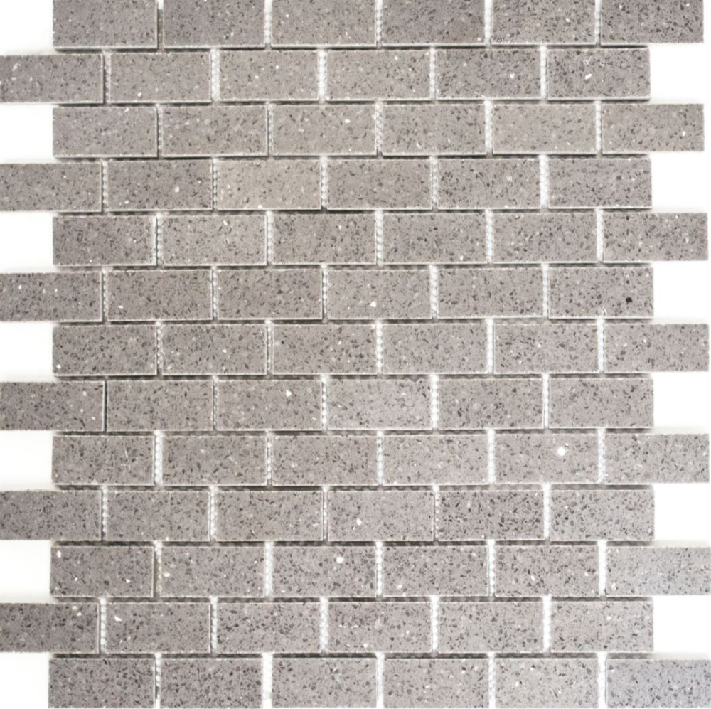 Azulejo mosaico de piedra artificial Mosaico de cuarzo Ladrillo artificial Brillo gris Revestimiento de pared - 46-0204 - Kopie