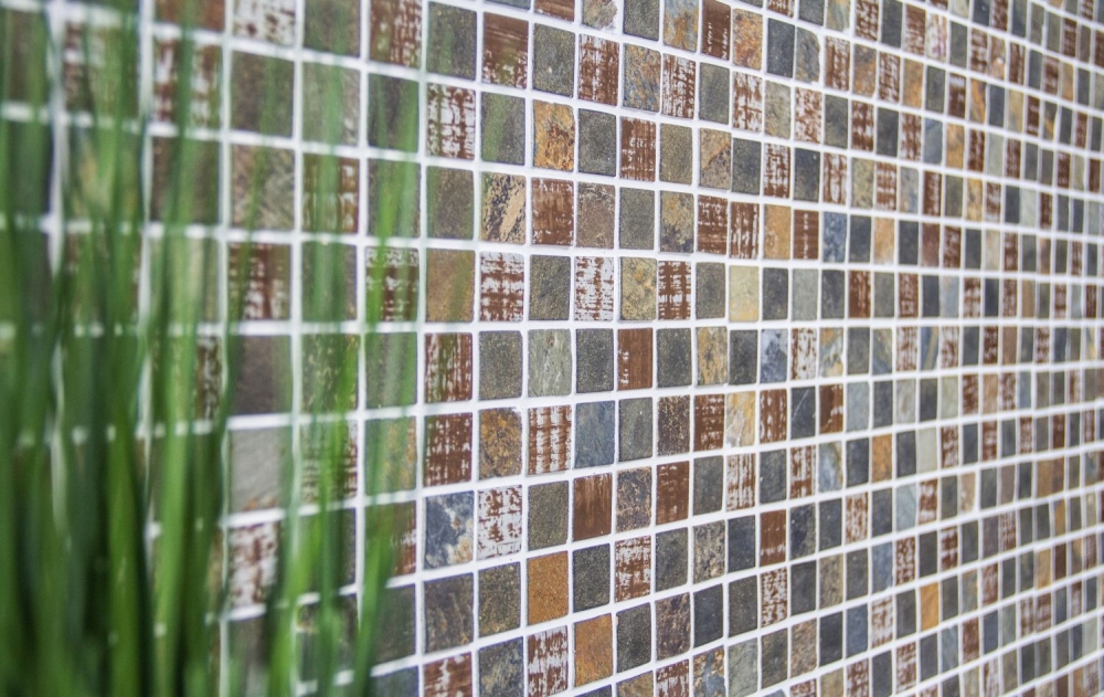 Pierre naturelle Rustique Carreau de mosaique Mosaique de verre beige marron gris anthracite rouille Revetement mural Carrelage - 82-1206