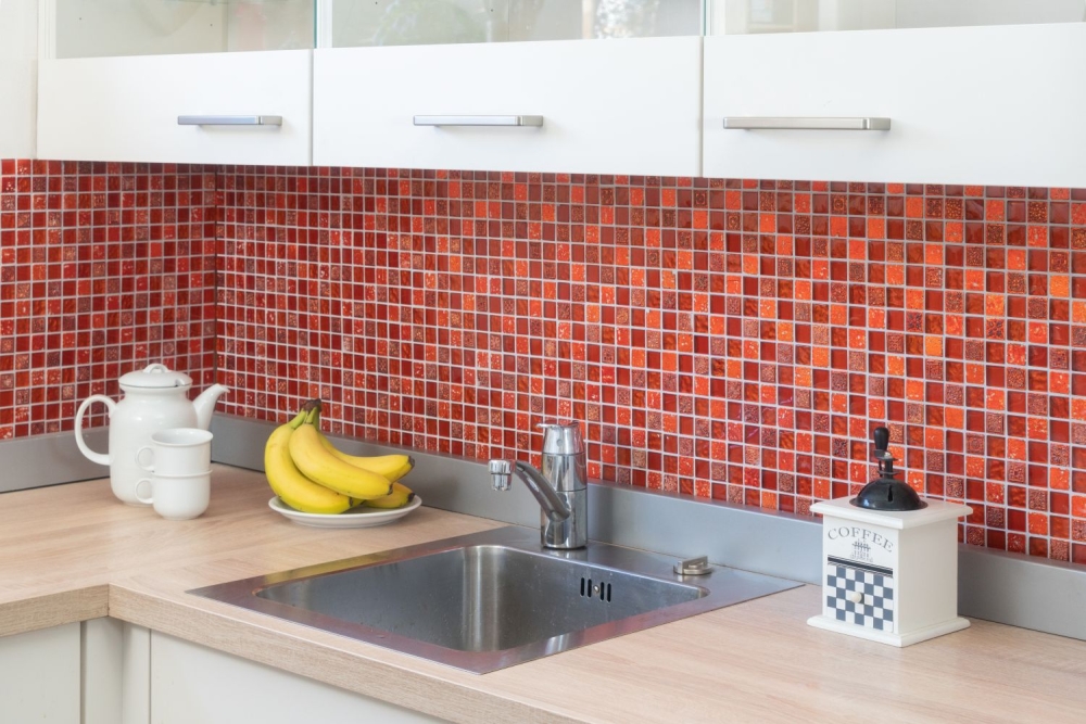 Piedra artificial mosaico rustico azulejo mosaico de vidrio resina luz rojo fuego rojo estructura azulejo backsplash pared de la cocina cuarto de bano WC - 83-CB30