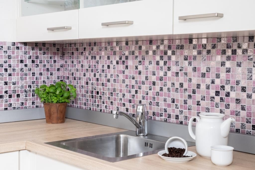 Mosaique Carre Mosaique de verre Resin mix rose Mix translucide aspect retro brillant