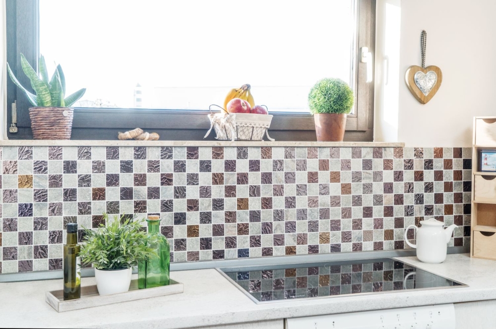 Mosaique Carre Mosaique de verre Pierre mix Design Quartzite gris Mix Translucide Aspect retro mat